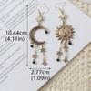 Sun Moon Stars Bohemian Dangle Earring Sparkling Rhinestone Metal Asymmetrical Pendant Earrings Long Tassel Tassel Drop Earrings