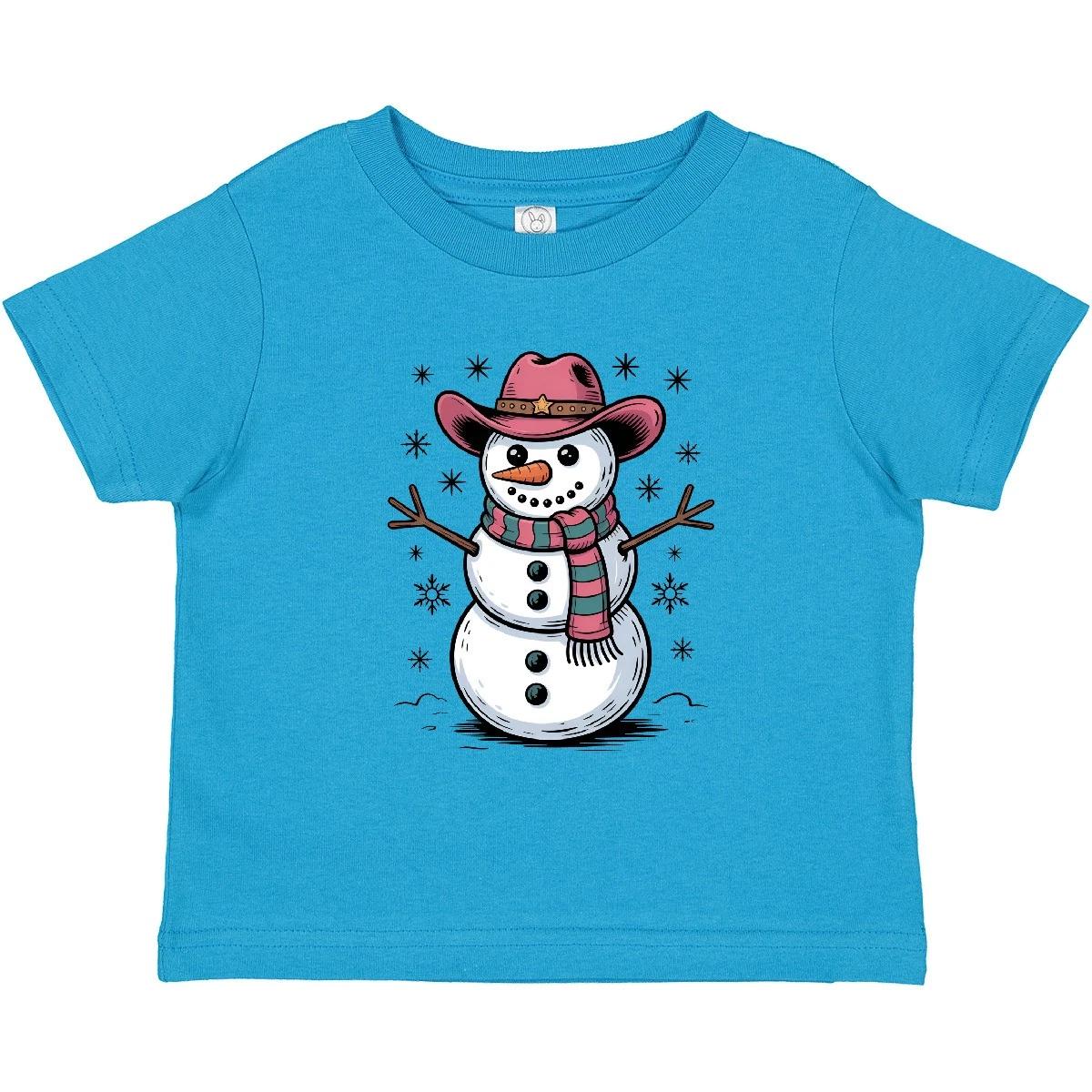 Inktastic Western Snowman In Pink Toddler T-Shirt Cowboy Winter Holiday Child 100