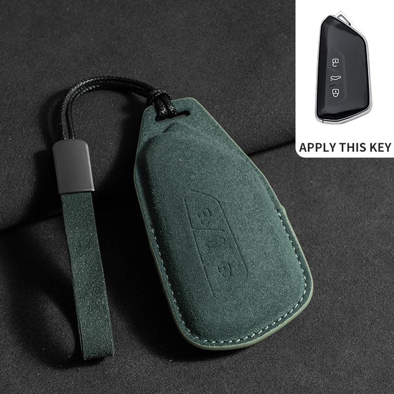Wildleder Autoschlüsselhülle Abdeckung Schlüsselanhänger Für VW Volkswagen Golf 7 MK7 Tiguan MK2 Golf 8 ID.3 ID.4 MK8 Cupra Für Skoda Octavia Kodiaq