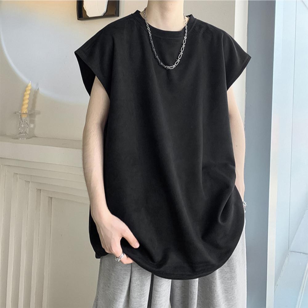 Unisex Sleeveless T-shirt Men's Summer Suede T Shirt Vest  American High Street Vintage Oversized T-shirt
