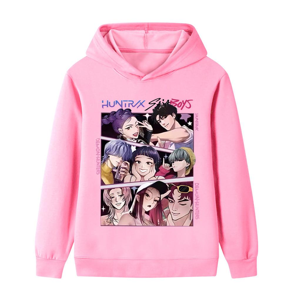 B1224 Kids Boys Girls Sajaboys Kpop Rumi Zoey Mira Print Long Sleeves Hoodie