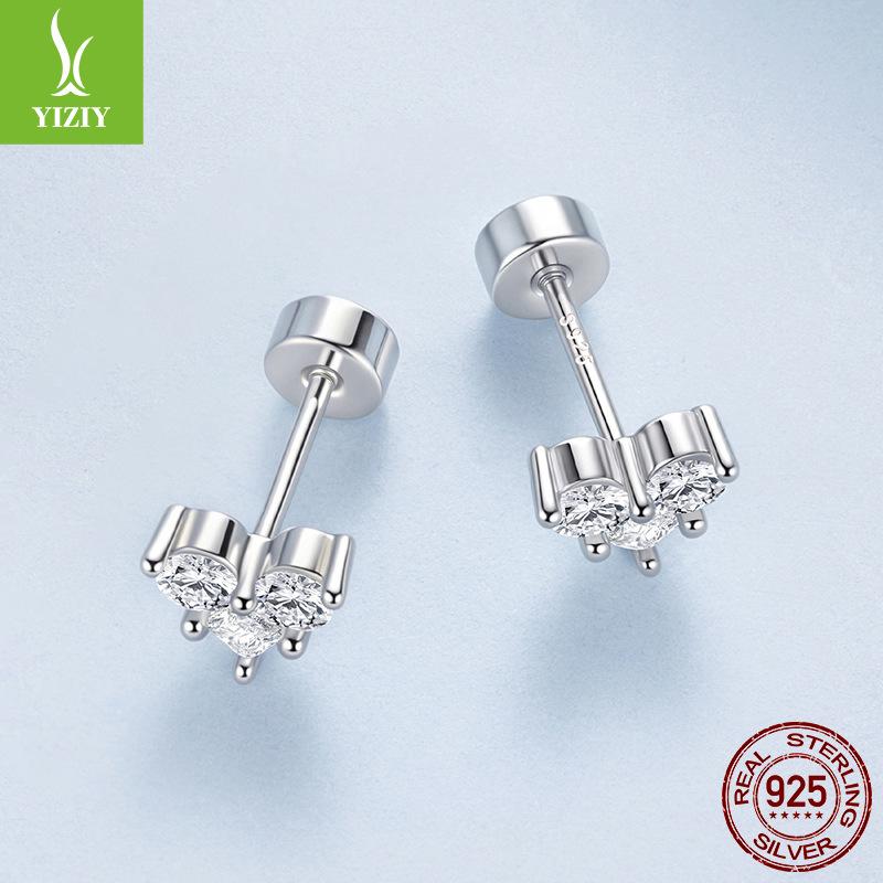 Shining Zircon Love Small Stud Earrings Women'S Exquisite Versatile S925 Sterling Silver Stud Earrings