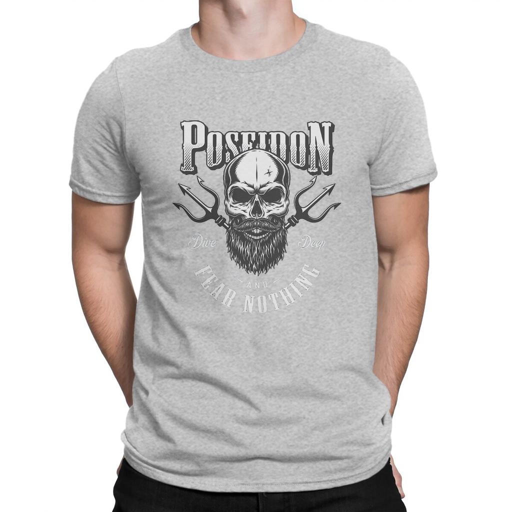 Mens Poseidon Freediving Design T Shirt Scuba Skull Dive Diver 100 Cotton Clothes Fashion Short Sleeve Round Collar Tee Shirt