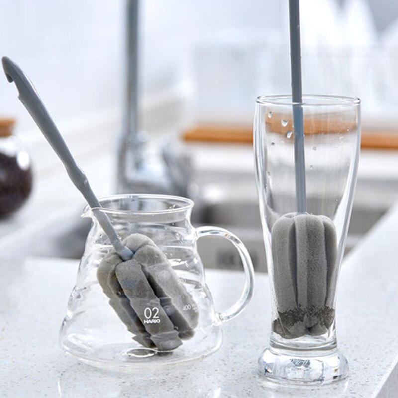 1 fluffy sponge long-handled cup cleaning brush