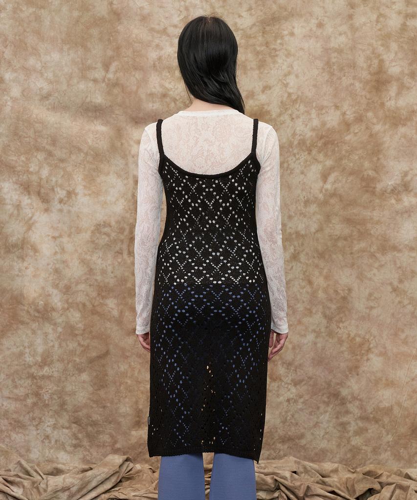 Analogoid Mesh Argyle Knit Dress / Black