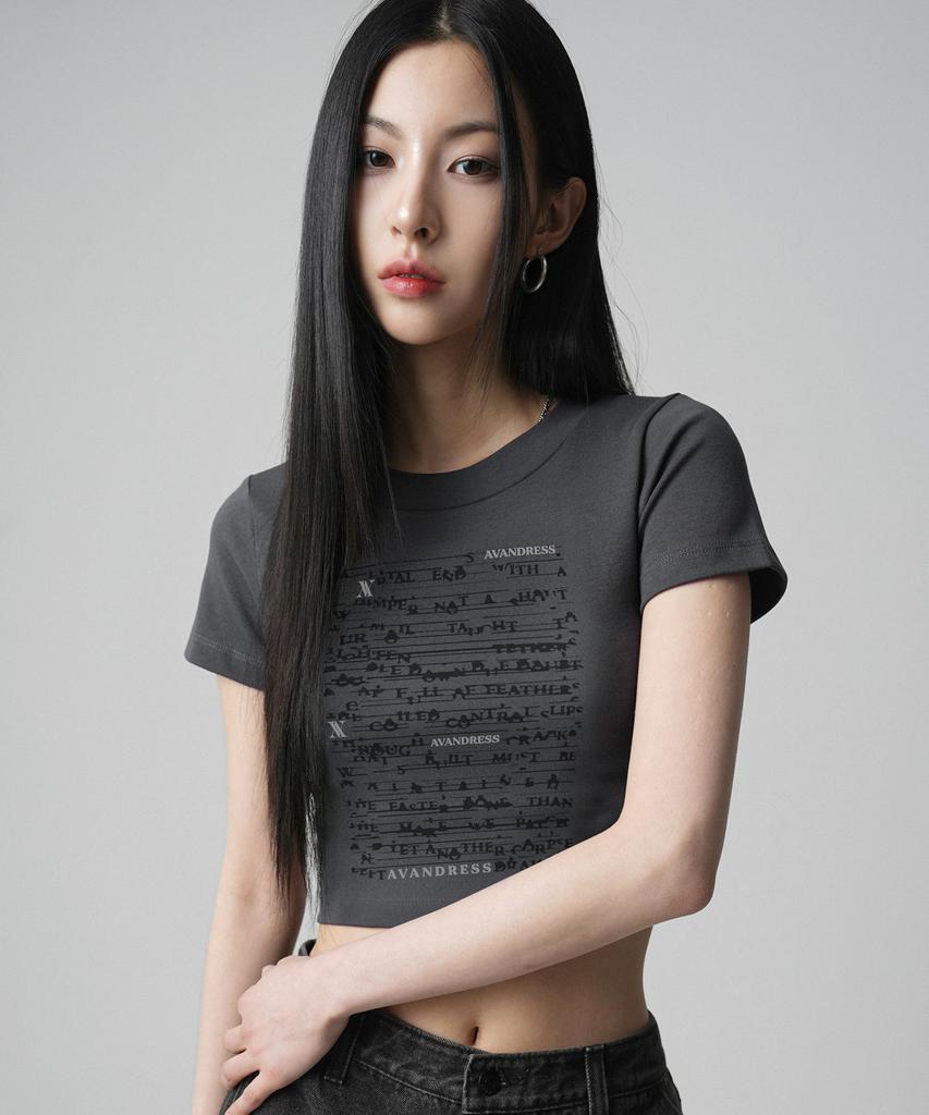 AVANDRESS Letter Crop T-Shirt - 3Col