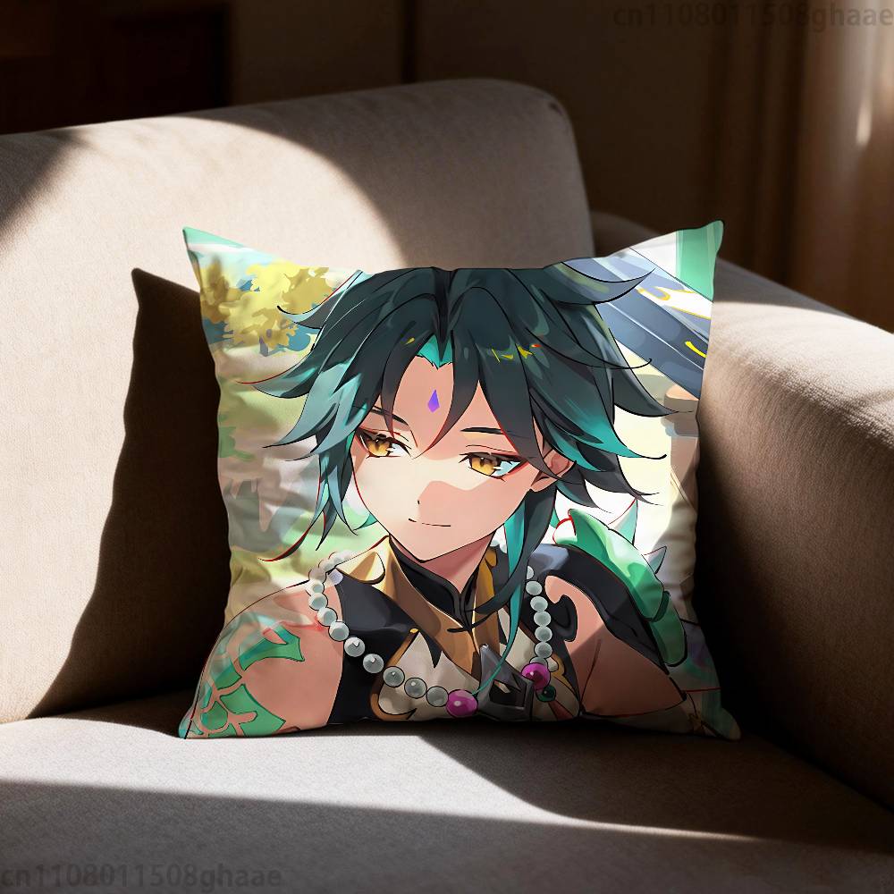 GGenshin Impact Xiao Pillow Case Sofa Living Room Bedroom Headboard Backrest Cushion Square Cushion Nap Time