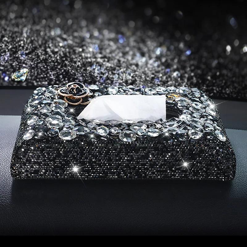 Luxus Taschentuchbox Serviettenhalter Auto Diamant Taschentuch Pumppapierbox Toilettenpapier Handtuch Aufbewahrungsbox Heimdekor Autozubehör