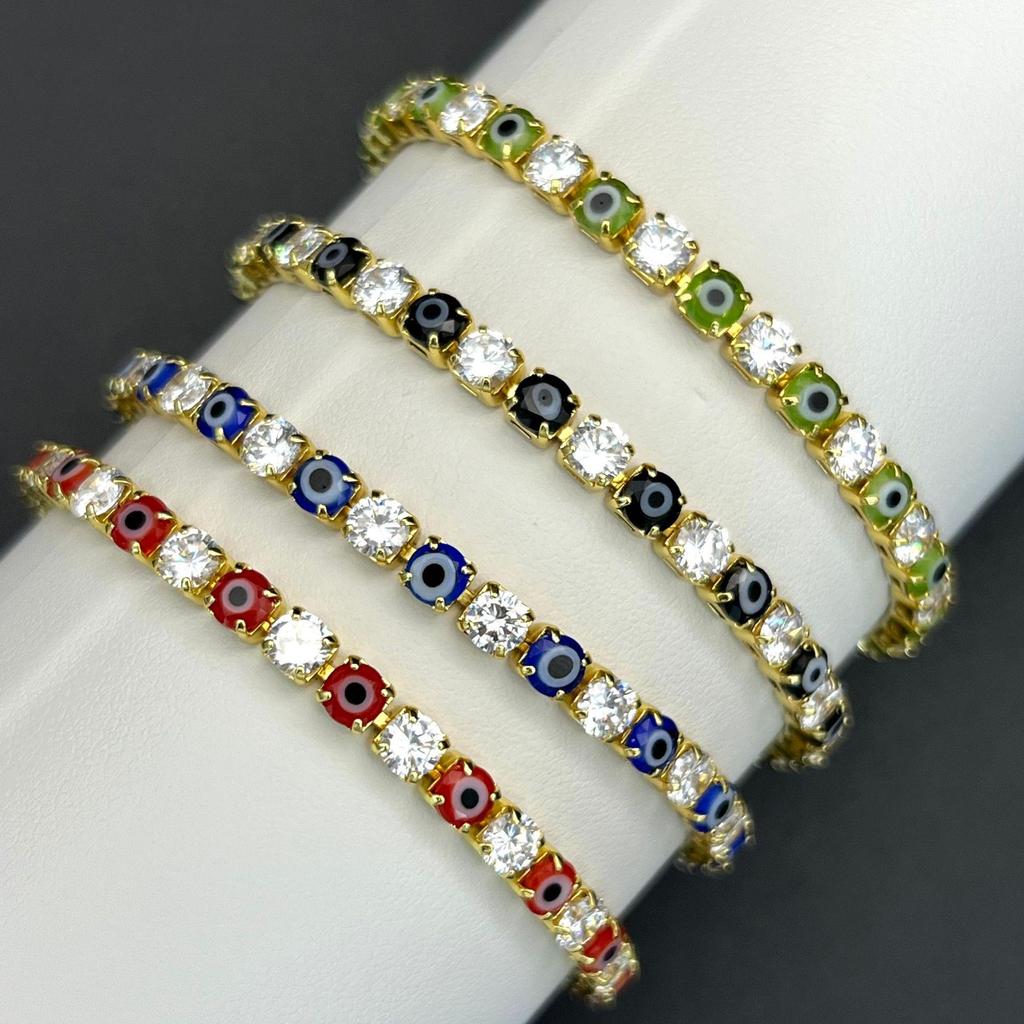 European & American Hip-Hop Style Devil's Eye Zircon Bracelet with Micro-Inlaid Diamonds
