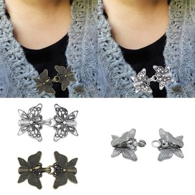 Retro Sweater Shawl Clips Clasp Fasteners Elaborate Butterfly for Women Girls Brooch Collar Clips Elaborate Butterfly