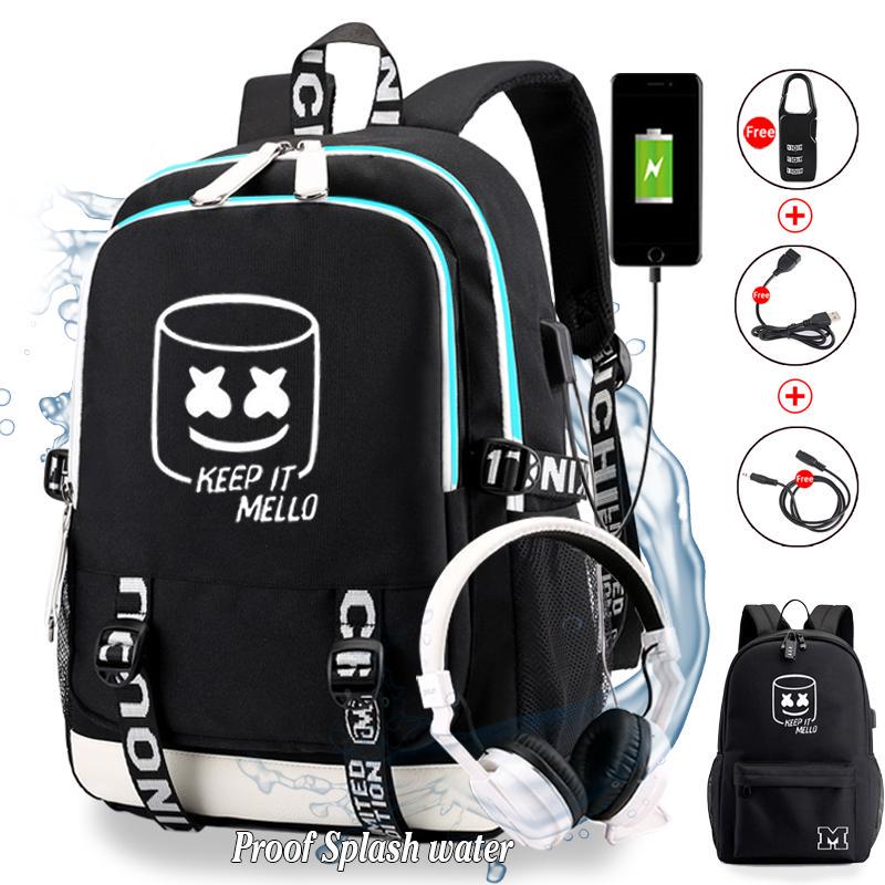 Buy Marshmello Backpack Boys and Girls Luminous DJ Backpack