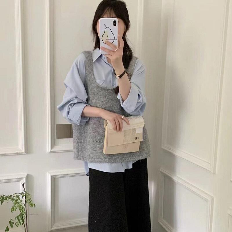 WTEMPO Square Collar Knitted Vests Women's Autumn Winter Solid Color Casual Sweaters Kntwear Elegant Sleeveless Pullovers