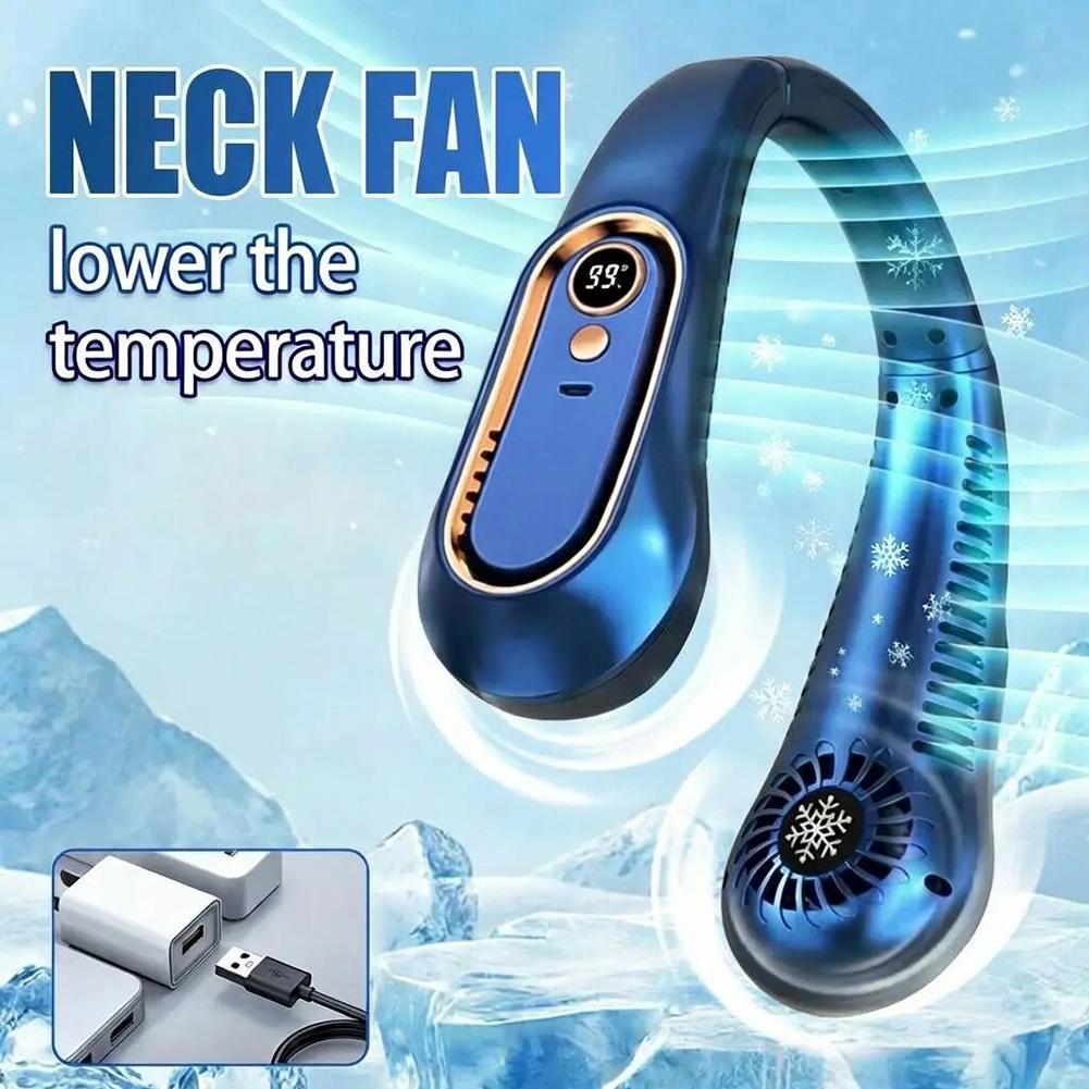 Portable Neck Fan , USB charging Air Cooler, Necksupport, 3 Speeds Gears Adjustment, Outdoor Wearable Bladeless Hands-Free Fan