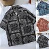 Men Shirt Turn-down Collar Vintage Style Soft Fabric Loose Type Summer Tops Daily Clothes