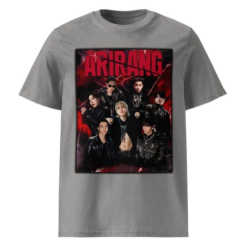 Summer Fashion Tee BTS Arirang Hooligan Style T-shirt - Edgy Group Collage Red Lightning Kpop Concert Merch ARMY Gift