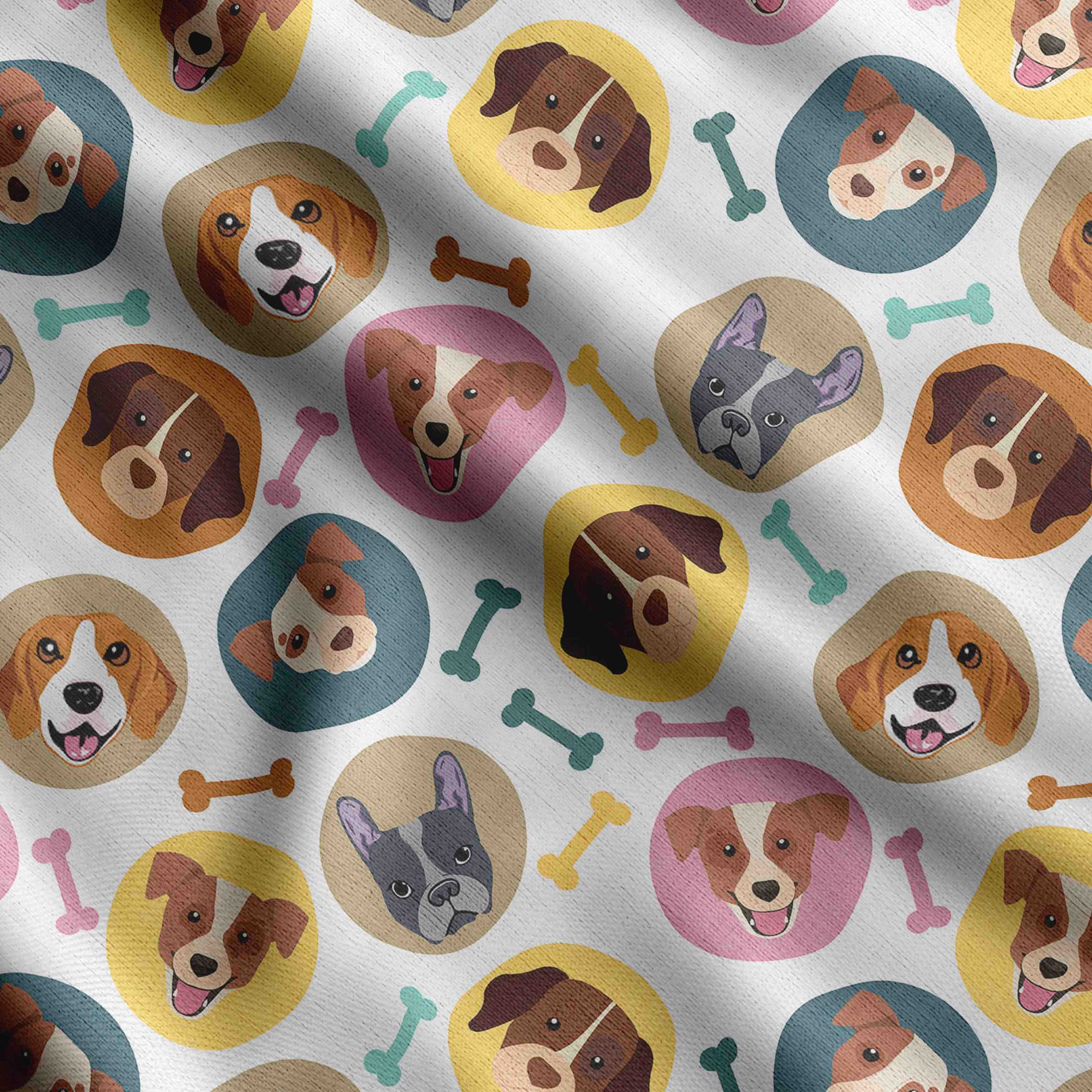 

Soimoi Dog Print, бавовняний кембрік, стьобальна тканина, продана The Yard шириною 42 дюйми, бавовняна тканина середньої щільності, 42 Inch Wide - Cotton Cambric білий