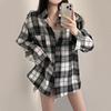 Korean Style Women's Plaid Shirt Top Plaid Shirt Loose and Versatile Thin Shirt Jacket
