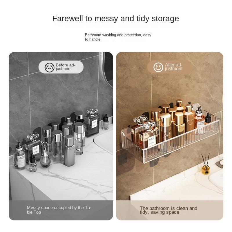 Bathroom Storage Rack Bathroom Toilet No Punching Wall Hanging Bathroom Washbasin Storage Rack Light Luxury