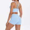 Nude Brushed Cross Back Bra, Casual Sports, Hip Lifting Shorts, Fitness Yoga Suit Two-piece Set