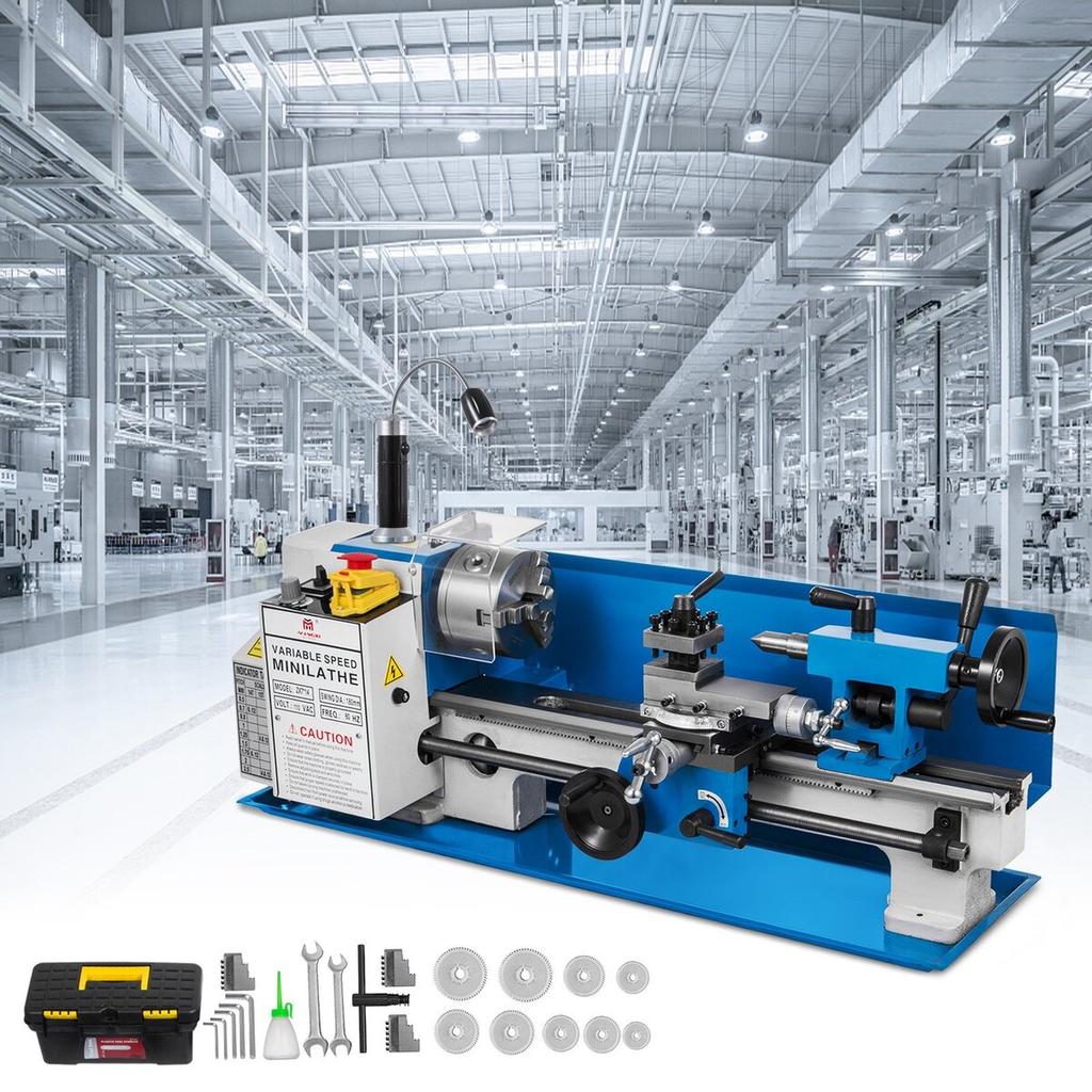 Mini Metal Lathe 550W Variable Speed Metal Lathe 50 to 2500Rpm Precision Mini Benchtop Lathe 7x14 Inch for Mini Precision Parts Processing Sample
