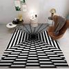 3D Optical Illusion Area Rug Black Yellow Geometric Vortex Design Modern Abstract Floor Mat for Living Room Bedroom Non Slip