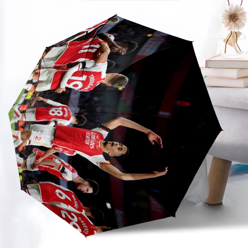 Arsenal Players pattern, automatic folding umbrella, portable and foldable design, 8 ribs, a Christmas or birthday gift.