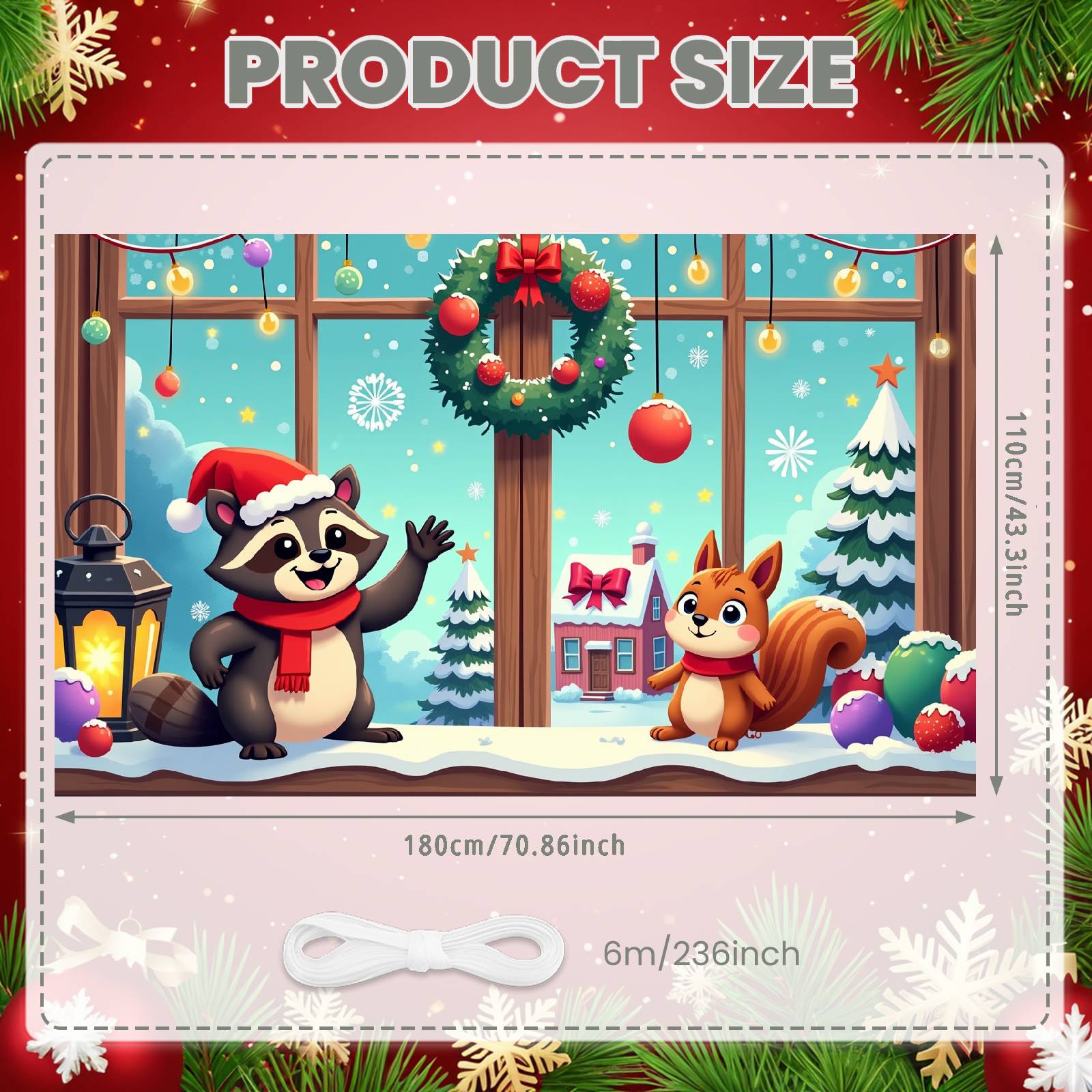 

Winter Banner Snowflakes Yuletide Backdrop Christmas Banner Animal Themed Xmas Display For Christmas Party Xmas Event Family