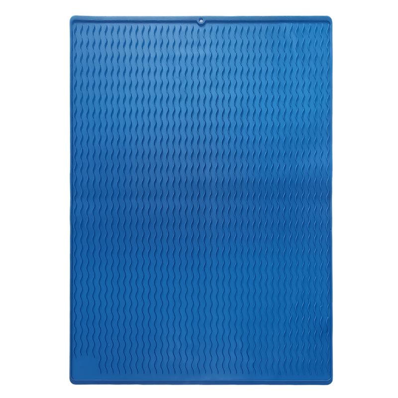 

Большой силиконовый коврик с волнистым узором: 70x50СМ для плиты, раковины, сушки и стекания воды синий