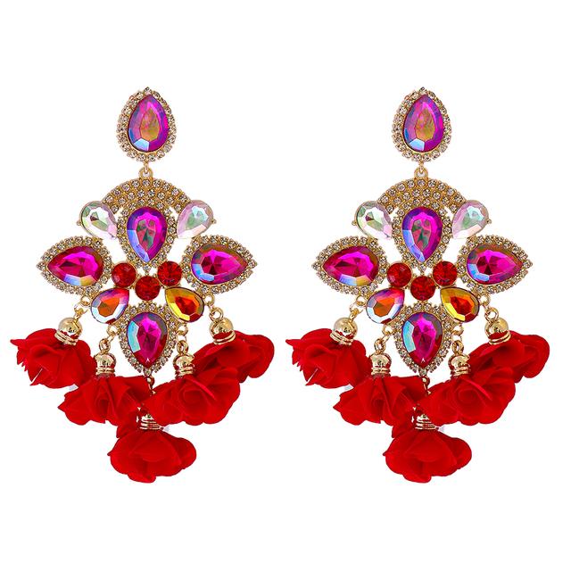 Kaimei Fashion Jewelry Boho Earrings Big Earrings for Women Rhinestones Pendant Crystal Statement Drop Earrings Fashion Jewelry