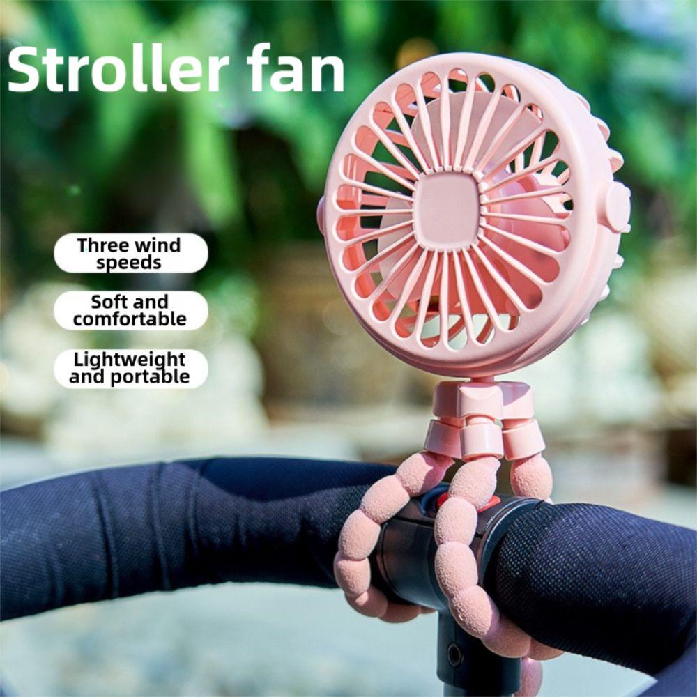 360° Rotatable Octopus Folding Fan 3 Gears LED Light Fan Portable Flexible Tripod Fan  Car Seat