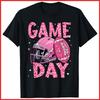 Leopard Game Day Pink American Football Tackle Breast Cancer Black T-Shirt Unisex T-Shirt