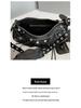 Women's 25 New B Motorcycle Bag: Underarm Rivet Tassel, Three-in-One Crescent Fold Cowhide Shoulder & Messenger Bag