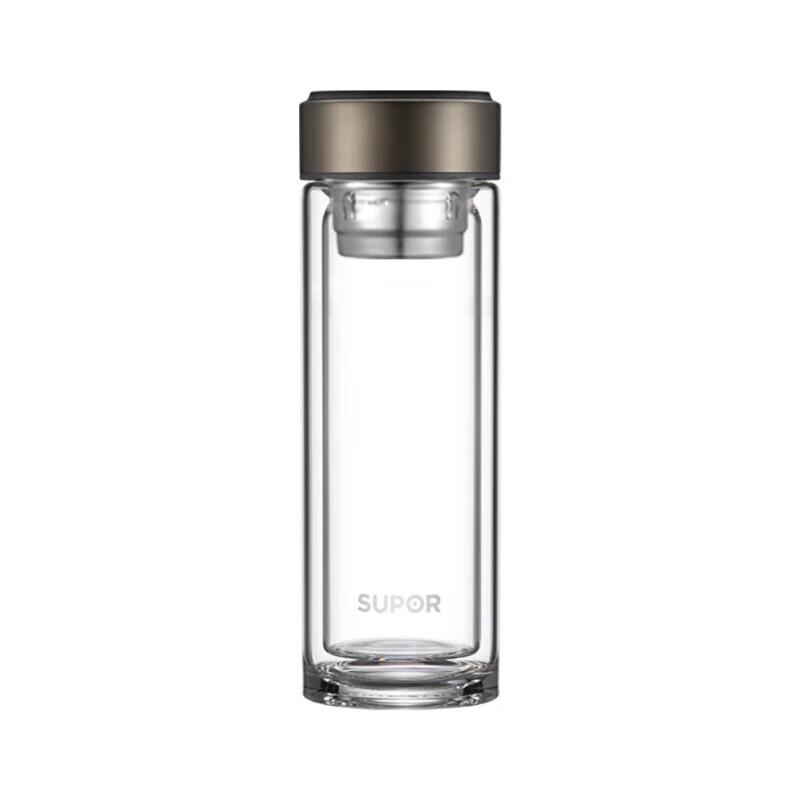 Supor 330ml Double-Layer Glass Insulated Mug, Ebony Black