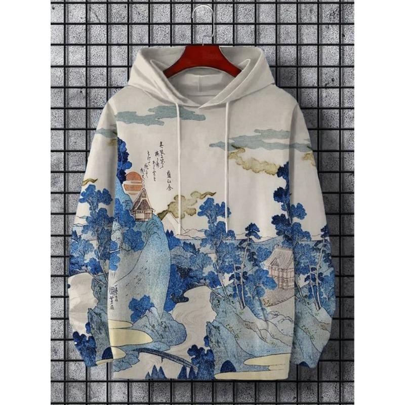 2024 New Autumn And Winter Men's Hoodies Japanese Harajuku Fashion Casual Sports Hoodies Anime Patterns Autumn And Winter