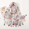 Nytt Trykt Mykt Lin Bomull Skjerf Sjal Dame Muslimsk Hijab Premium Foulard Femme Langt Friskt Blomstrete Dusker Skjerf Echarpe