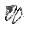 Sophisticated Flower Rings With Black Cubic Zirconia Delicate Alloy Loop For Women Size 6 10 Layering Jewelry Pieces