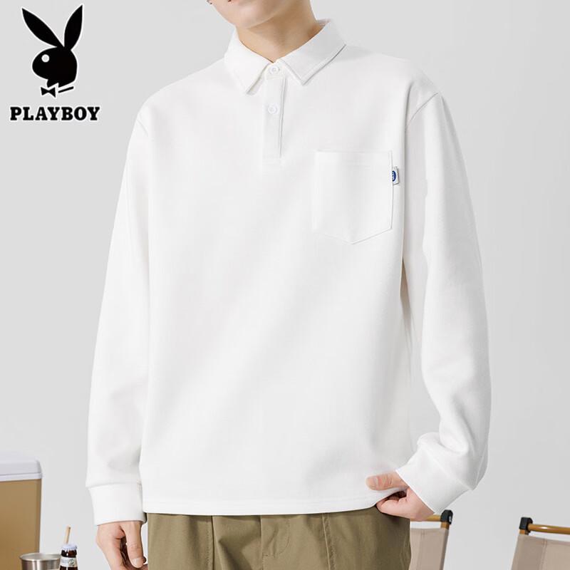 PLAYBOY Men's Casual Long Sleeve Polo Shirt
