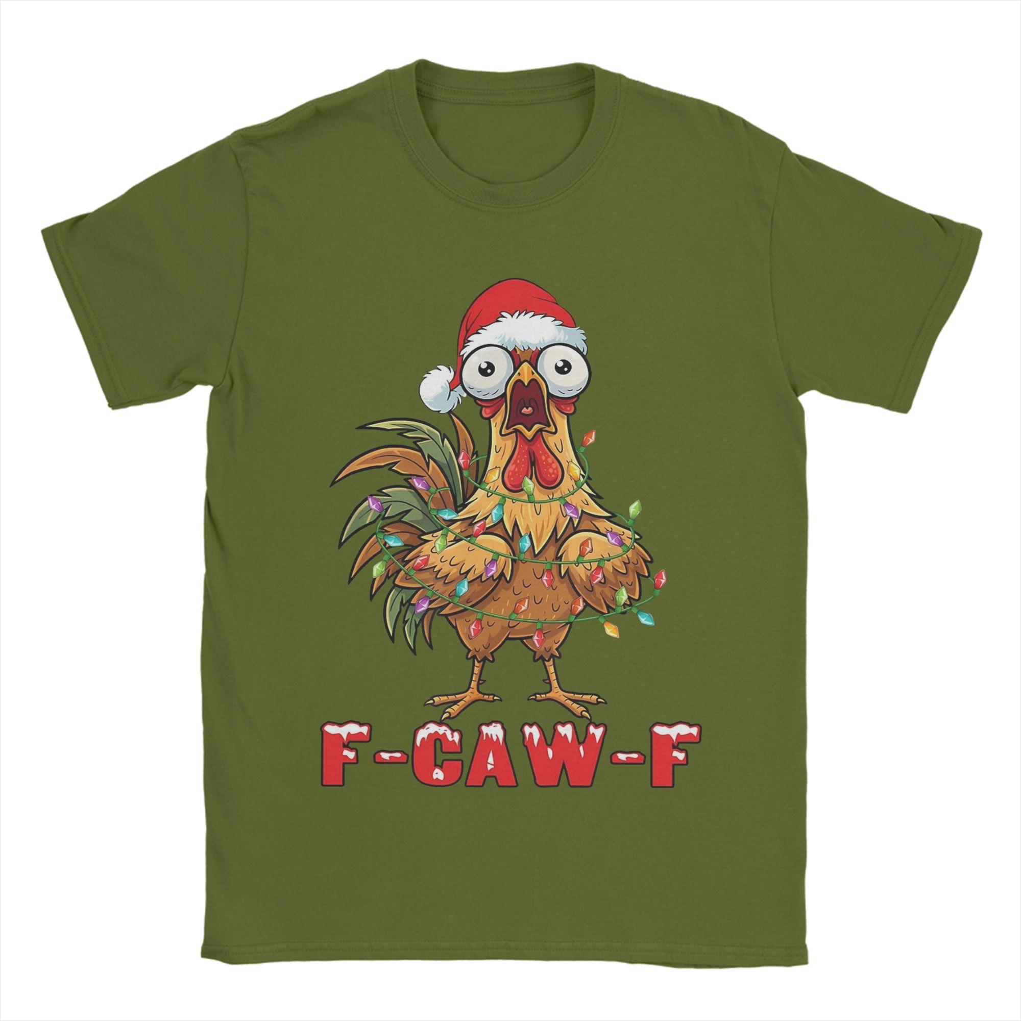 

Men Christmas F-Caw-F Chicken T Shirt 100% Cotton Clothes Vintage Short Sleeve Crew Neck Tee Shirt Big Size T-Shirts 4XL