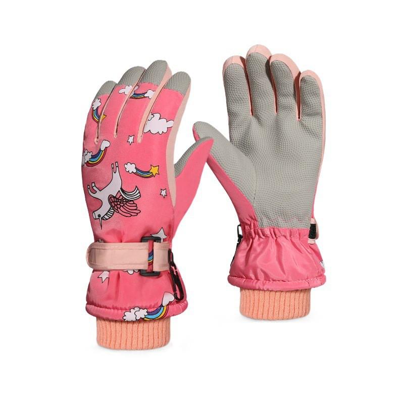 Kids Winter Ski Gloves Cartoon Warm Windproof Non-slip Outdoor Play Cycling 7-12 Years