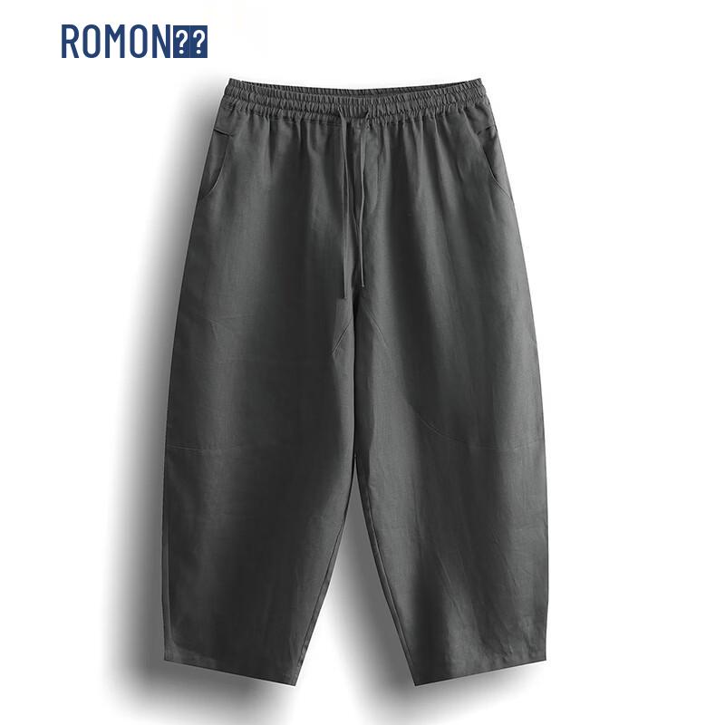 

Romon Men s New Chinese Style Linen Lantern Nine-Point Pants L