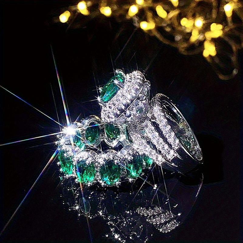 

Набор колец Mystic Silvery Color Green Stone, обручальное кольцо, ювелирные изделия на День святого Валентина 10