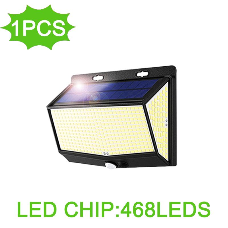 

Солнечные уличные 468 светодиодные настенные светильники с датчиком движения, 3 режима, водонепроницаемый уличный фонарь для сада, патио, балкона, двора 468LED