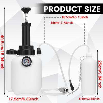 Car Manual Brake Fluid Bleeder Kit 3L Vacuum Brake Pressure Fluid Pump Professional Brake Flush Machine Pneumatic Brake Bleeder