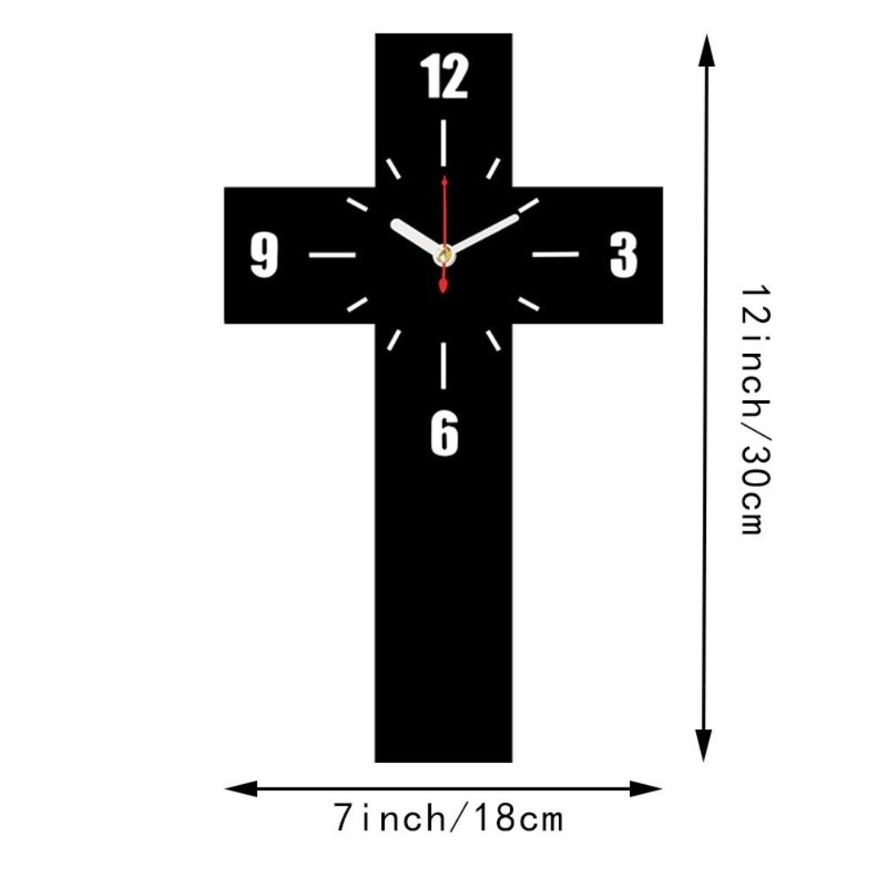 Non-ticking Wooden Cross Clock Solid Wood Quartz Wall Clock Vintage Cross Wall Clock  Home Office