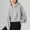 Women's Sweatshirt Fashion Cropped Hoodie Top Casual Short Solid Color Pullover
