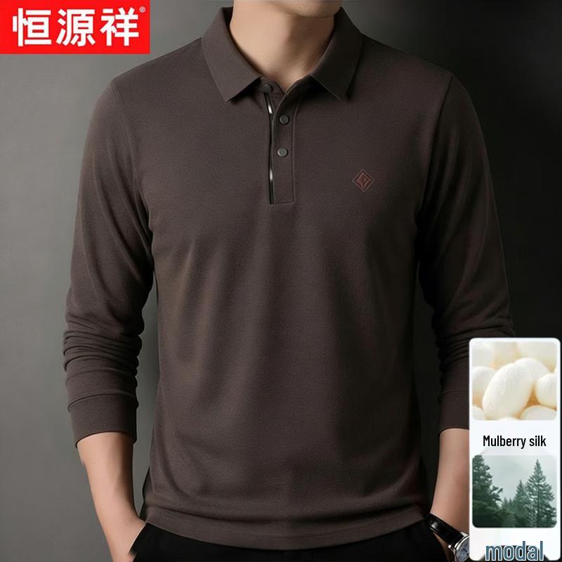 Men s Silk Blend Long-Sleeve Polo Shirt M