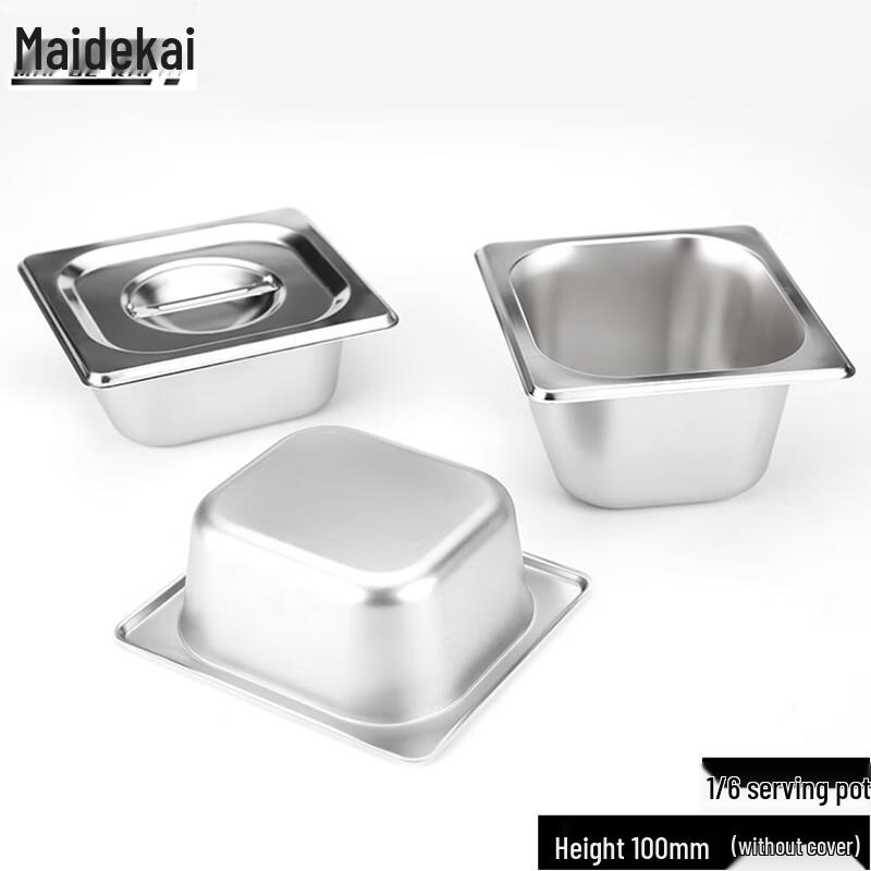Commercial Stainless Steel 1/6 Size Food Pan 201 SS 0.8mm Thick