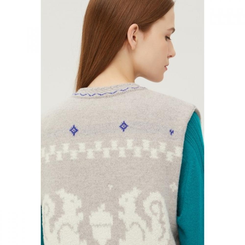 Benetton Benetton Squirrel Jacquard Knit Vest Bakv52361 Gr