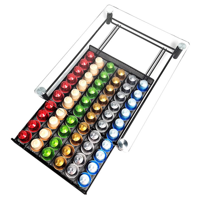 40/60pcs Coffee Capsule Display Rack Storage Drawer Bar for Desktop Tea Bag Storage Box Coffee Machine Base Drawer Storage Rack
