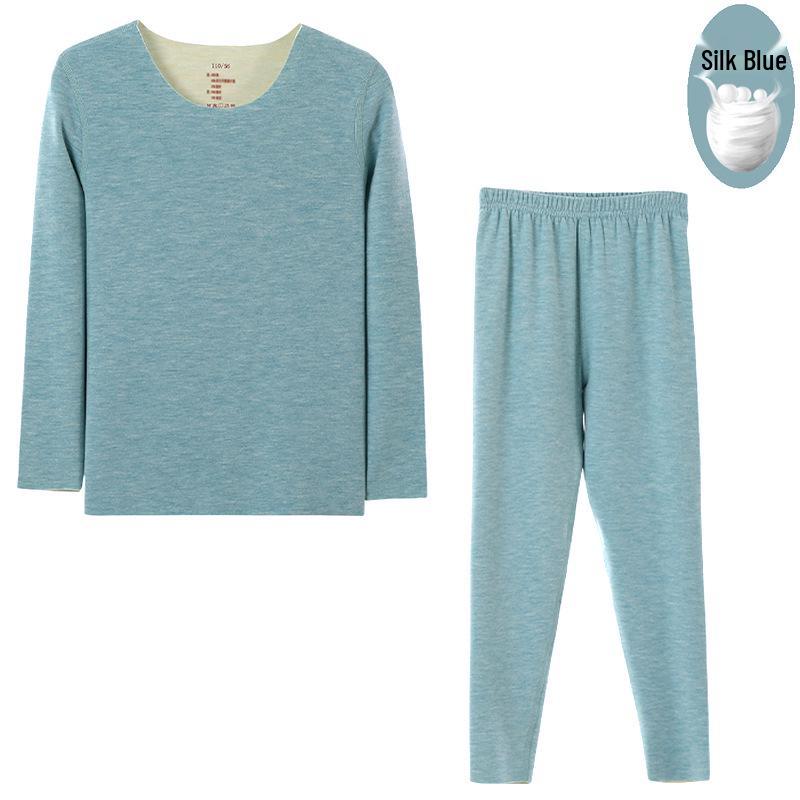 Children's Seamless Velvet Warm Underwear Set with Heat-Generating Silk for Boys & Girls - Ideal for Autumn & Winter